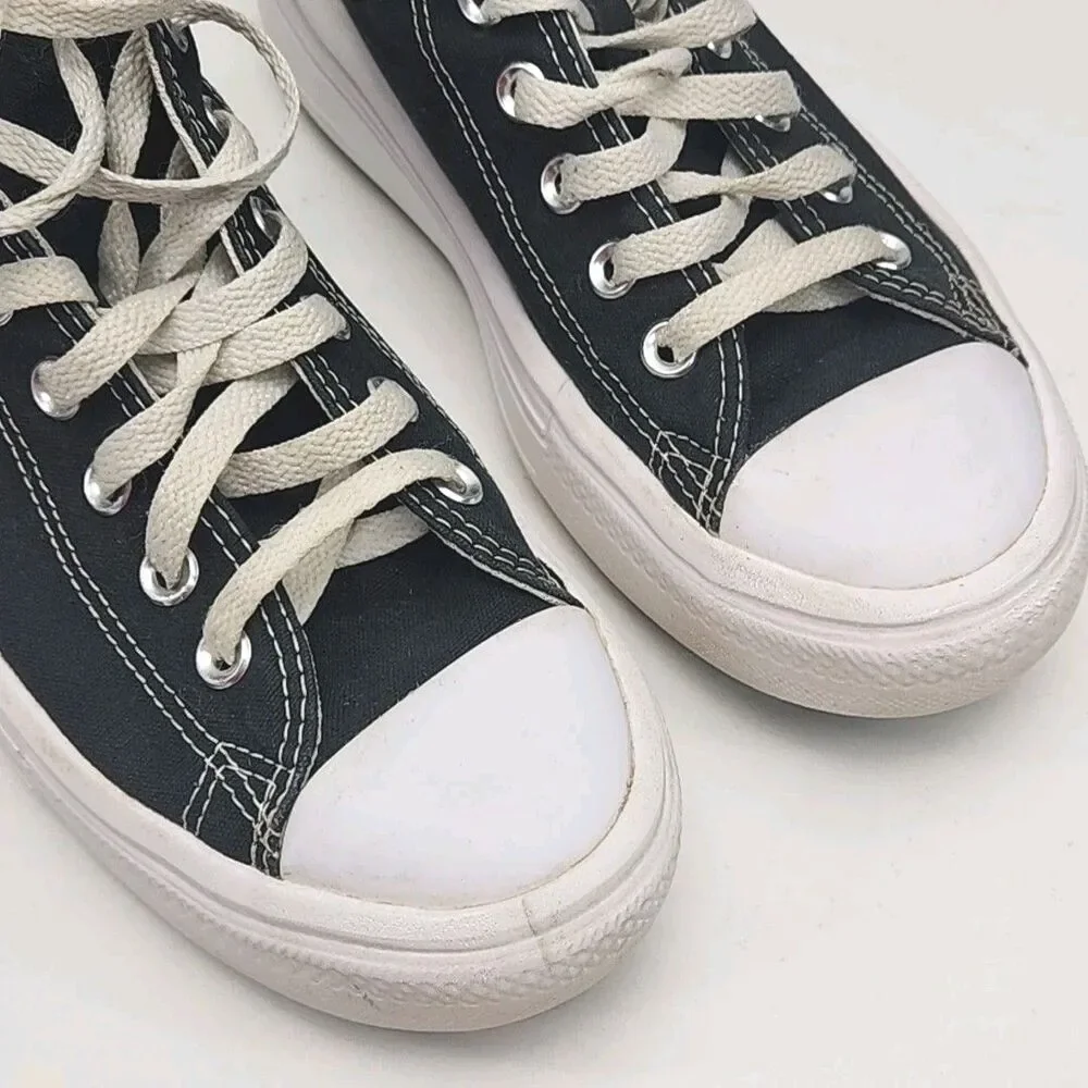 Converse All Star Shoe Sneaker Women Sz 9 High Top Platform Black White 568497C